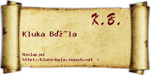 Kluka Béla névjegykártya